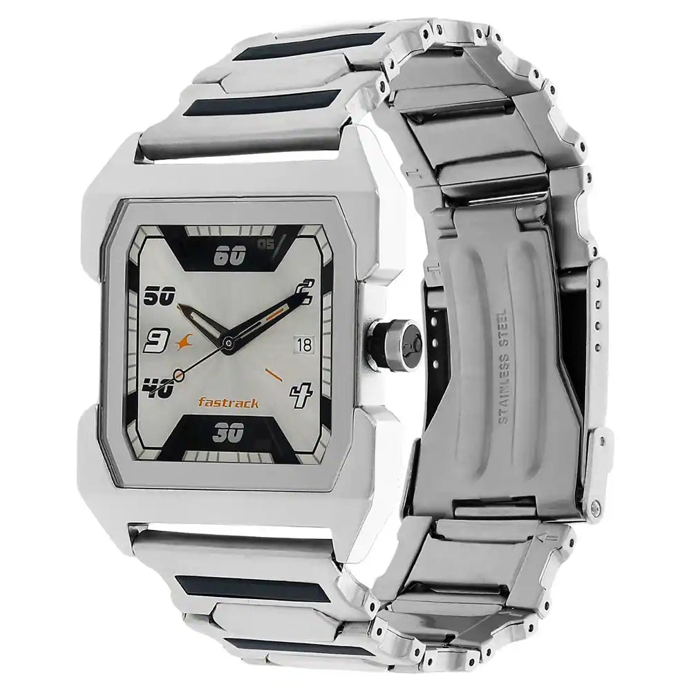 FASTRACK SILVER DIAL SILVER STAINLESS STEEL STRAP WATCH - 1474SM01 - KRISHNA WATCH COMPANY