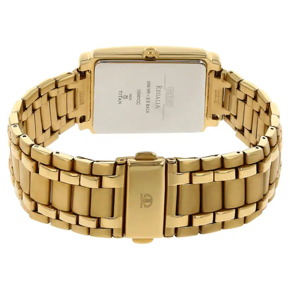 Titan Silver Dial Golden Stainless Steel Strap Watch NP1506YM01 (A545) - KRISHNA WATCH COMPANY