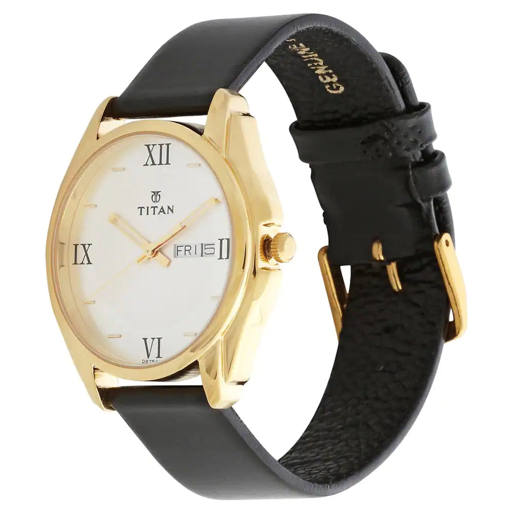 Titan Silver Dial Black Leather Strap Watch 1578YL04 - KRISHNA WATCH COMPANY