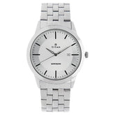 Titan Quartz Analog with Date White Dial Stainless Steel Strap Watch for Men 1584SM03