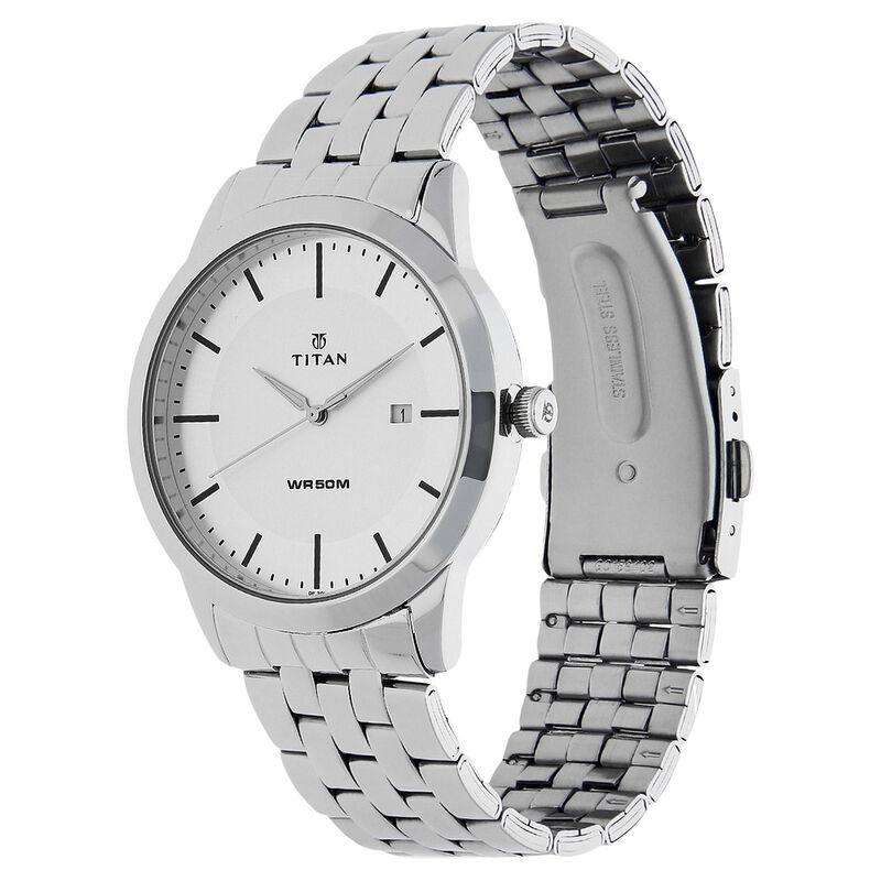 Titan Quartz Analog with Date White Dial Watch for Men - 1584SM03 - KRISHNA WATCH COMPANY