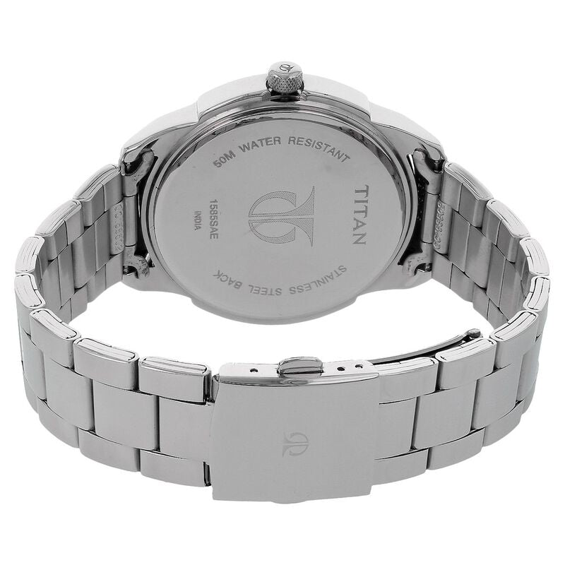 Titan Analog Blue Dial Stainless Steel Strap watch for Men - 1585SM05 - KRISHNA WATCH COMPANY