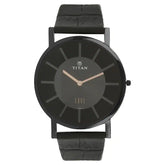 Titan Edge Black Dial Black Leather Strap Watch NQ1595NL01 (DA812)