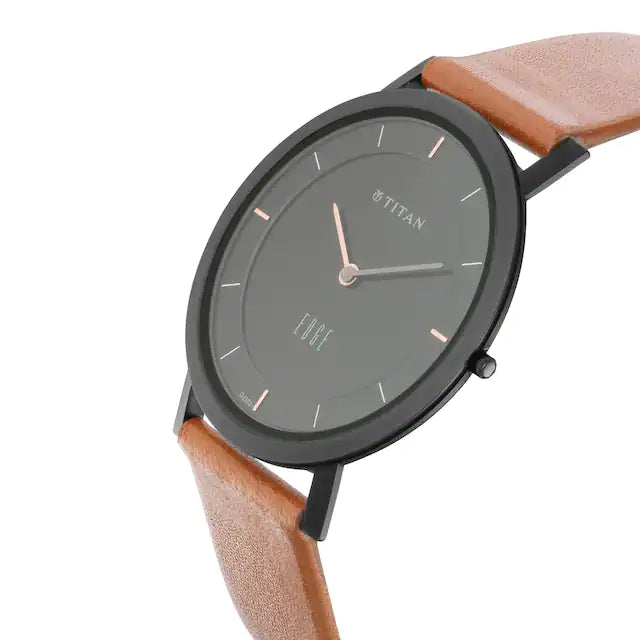 Titan Edge Black Dial Leather Strap Watch NN1595NL03 (DJ303) - KRISHNA WATCH COMPANY