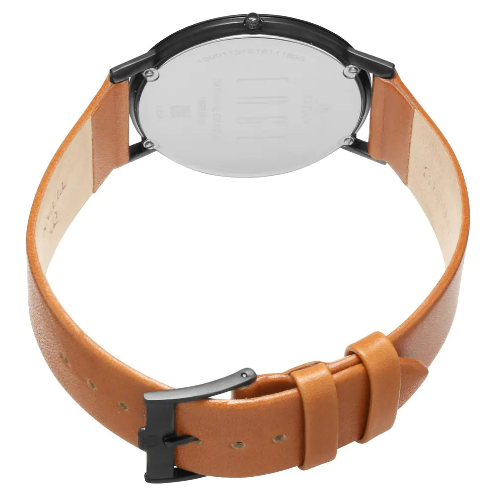 Titan Edge Black Dial Leather Strap Watch NN1595NL03 (DJ303) - KRISHNA WATCH COMPANY
