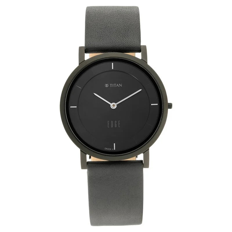 Titan Edge Black Dial Quartz Leather Strap Watch for Men 1595NL04 - KRISHNA WATCH COMPANY