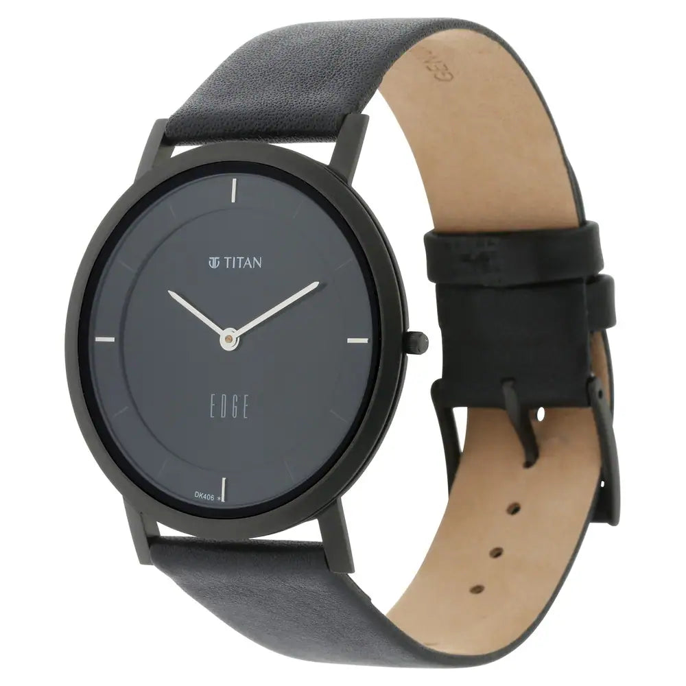 Titan Edge Watch with Black dial and Steel highlights NN1595NL04 (DK406) - KRISHNA WATCH COMPANY