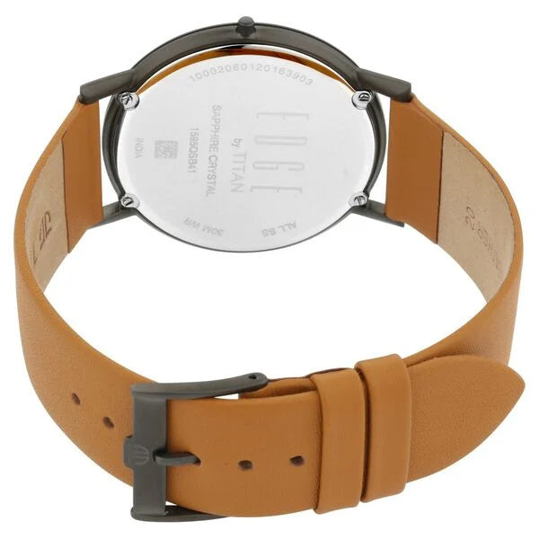 Titan Edge Beige Dial Analog Leather Strap watch for Men - 1595QL01 - KRISHNA WATCH COMPANY
