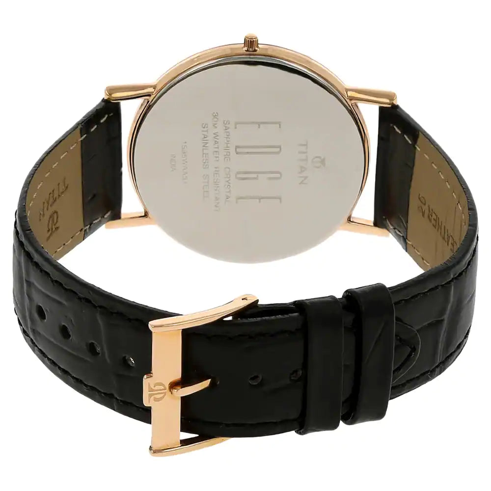 Titan Edge White Dial Black Leather Strap Watch NQ1595WL01 - KRISHNA WATCH COMPANY