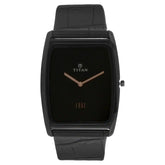 Titan Edge Black Dial Black Leather Strap Watch NQ1596NL01