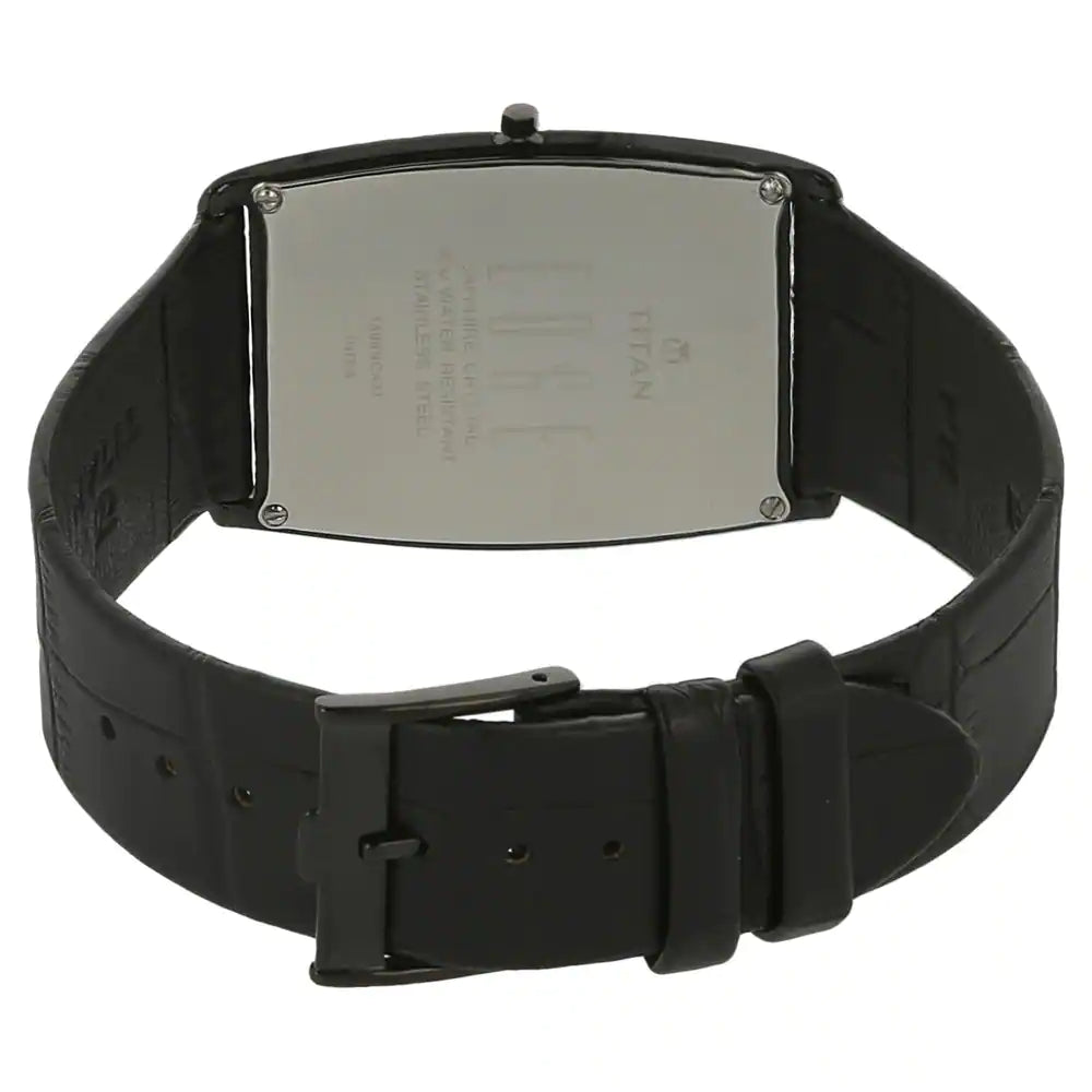Titan Edge Black Dial Black Leather Strap Watch NQ1596NL01 - KRISHNA WATCH COMPANY