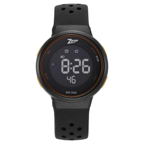Zoop Digital Round Dial Black Silicone Strap Watch For Kids 16021pp01 - KRISHNA WATCH COMPANY