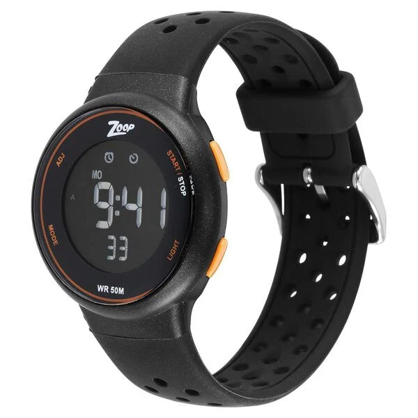 Zoop Digital Round Dial Black Silicone Strap Watch For Kids 16021pp01 - KRISHNA WATCH COMPANY