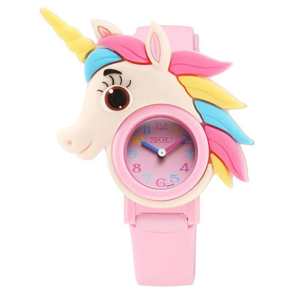 Zoop Analog Unicorn Watch with Pink Dial & Pink Strap for Girls Kids 16039pp01