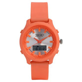 Zoop Ana-Digi Watch with Silver Dial & Orange Strap for Girls Kids, from House of Titan 16046pp01