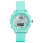 Zoop Ana-Digi Watch with Silver Dial & Green Strap for Girls Kids, from House of Titan 16046pp03