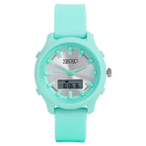 Zoop Ana-Digi Watch with Silver Dial & Green Strap for Girls Kids, from House of Titan 16046pp03