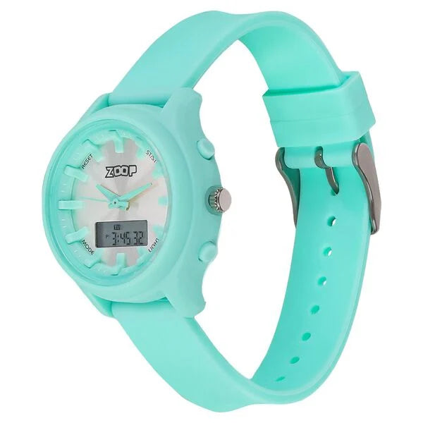 Zoop Ana-Digi Watch with Silver Dial & Green Strap for Girls Kids, from House of Titan 16046pp03 - KRISHNA WATCH COMPANY