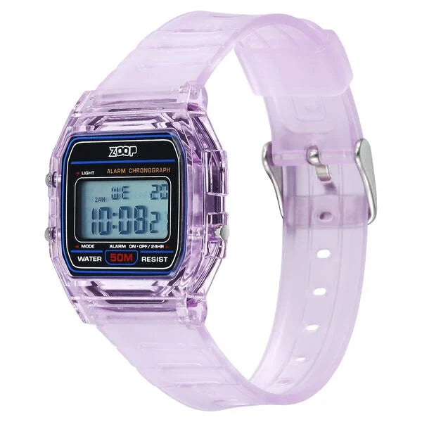 Zoop By Titan Clear Series Digital Dial Purple Plastic Strap Watch For Kids 16049pp05 - KRISHNA WATCH COMPANY