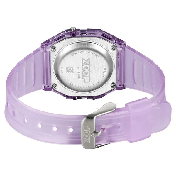 Zoop By Titan Clear Series Digital Dial Purple Plastic Strap Watch For Kids 16049pp05 - KRISHNA WATCH COMPANY