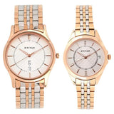 Titan Quartz Analog with Day and Date Silver Dial Stainless Steel Strap Watch for Couple 16362565km01p