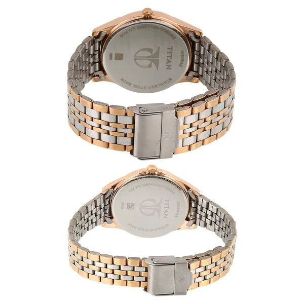 Titan Quartz Analog with Day and Date Silver Dial Stainless Steel Strap Watch for Couple 16362565km01p - KRISHNA WATCH COMPANY