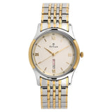 Titan Analog with Day and Date Off White Dial Stainless Steel Strap watch for Men 1636BM01