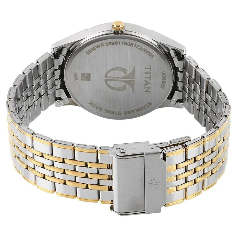 Titan Analog with Day and Date Off White Dial watch for Men - 1636BM01 - KRISHNA WATCH COMPANY
