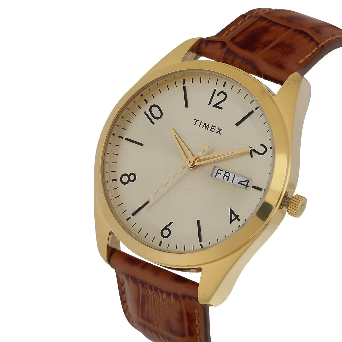 Timex Men Champagne Round Analog Brass Dial Watch- TWTG10400 - KRISHNA WATCH COMPANY