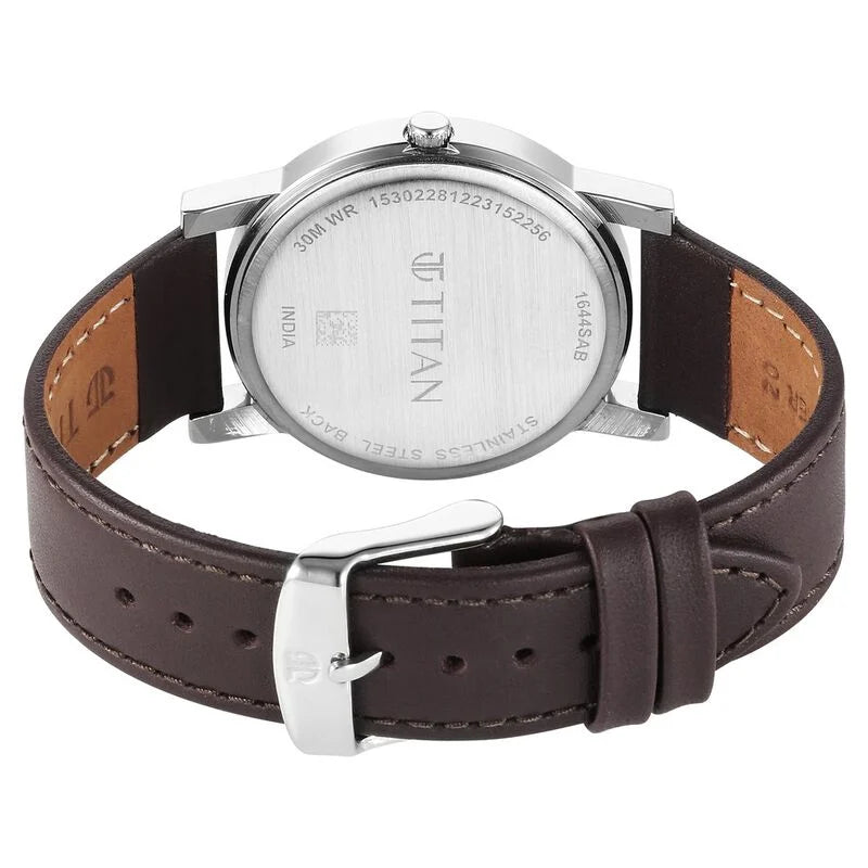 Titan Karishma Zing Quartz Analog Brown Dial Leather Strap Watch for Men 1644SL01 - KRISHNA WATCH COMPANY