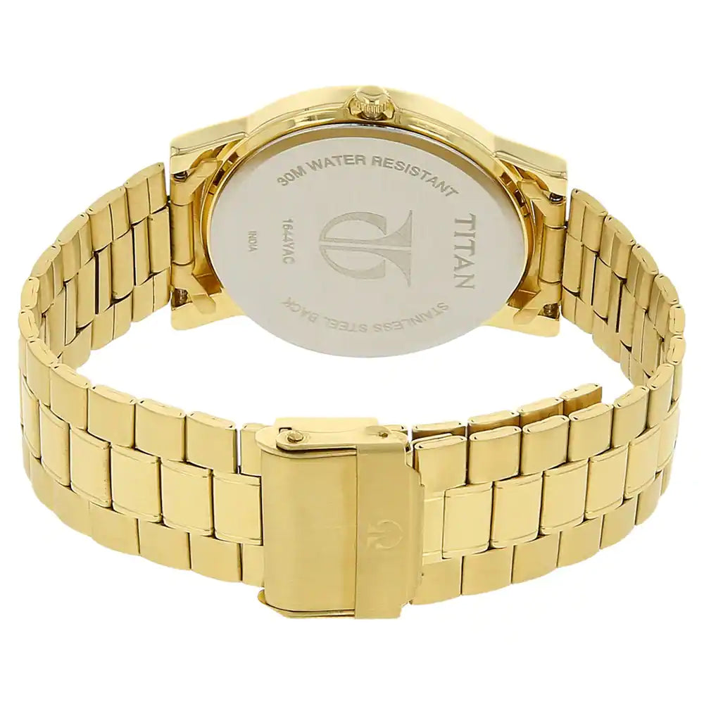TITAN Champagne Dial Yellow Stainless Steel Strap Watch - 1644YM03 - KRISHNA WATCH COMPANY