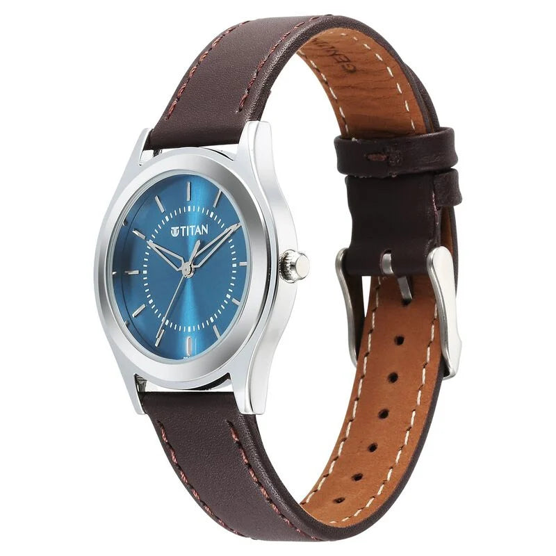 Titan Karishma Zing Quartz Analog Blue Dial Leather Strap Watch for Men 1648SL01 - KRISHNA WATCH COMPANY