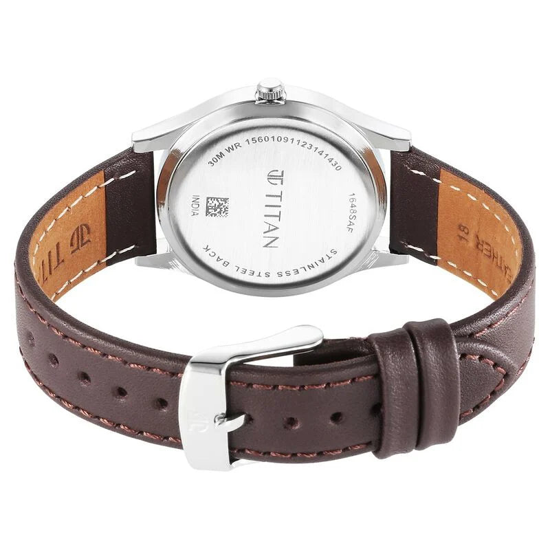 Titan Karishma Zing Quartz Analog Blue Dial Leather Strap Watch for Men 1648SL01 - KRISHNA WATCH COMPANY
