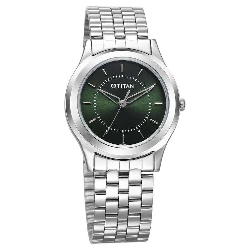 Titan Karishma Zing Quartz Analog Green Dial Stainless Steel Strap Watch for Men 1648SM01 - KRISHNA WATCH COMPANY