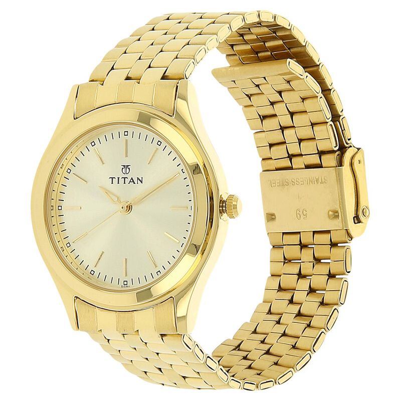 Titan Quartz Analog Champagne Dial Watch for Men - 1648YM02 - KRISHNA WATCH COMPANY
