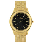 Titan Black Dial Yellow Stainless Steel Strap Watch - 1648YM03