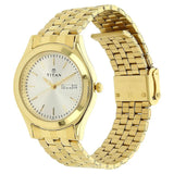 Titan Metal Analog with Day and Date Silver Dial Quartz Watch for Men - 1648YM04