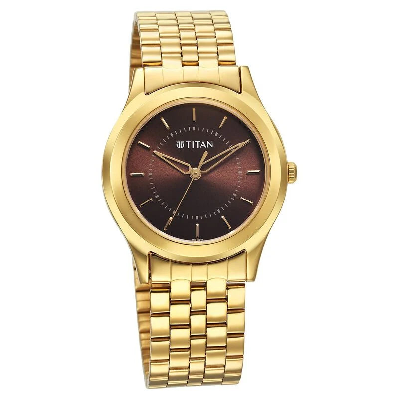 Titan Karishma Zing Quartz Analog Brown Dial Stainless Steel Strap Watch for Men 1648YM06 - KRISHNA WATCH COMPANY