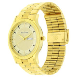 Titan Quartz Analog with Day and Date Golden Dial Stainless Steel Strap Watch for Men 1650YM04