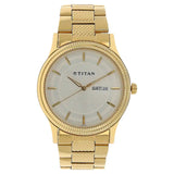 Titan Silver Dial Golden Stainless Steel Strap Watch - 1650YM05
