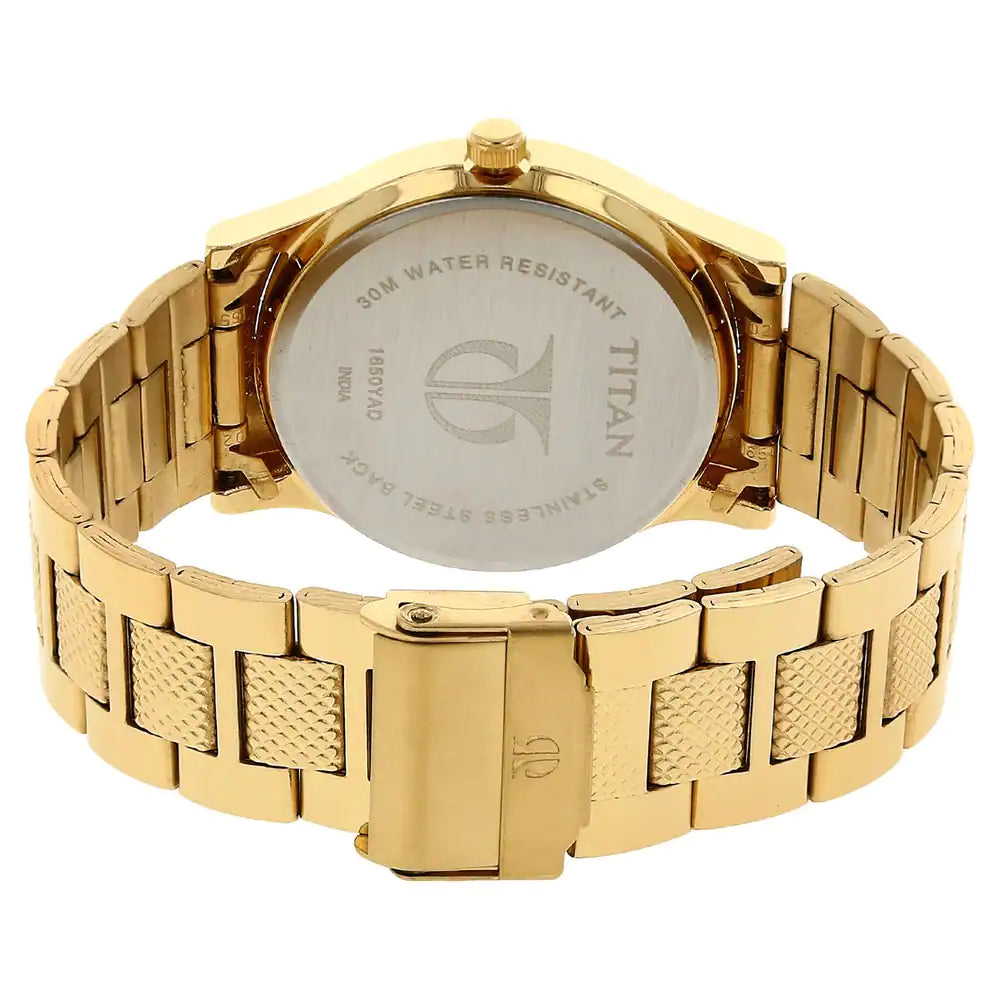 Titan Silver Dial Golden Stainless Steel Strap Watch - 1650YM05 - KRISHNA WATCH COMPANY