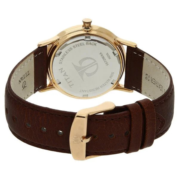 Titan Champagne Dial Analog Leather Strap watch for Men 1672wl01 - KRISHNA WATCH COMPANY