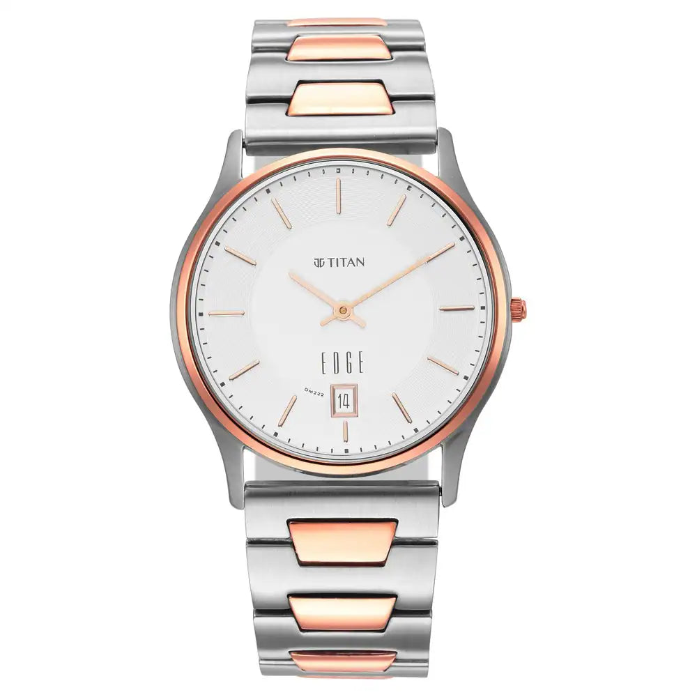 Titan Edge Metal Silver Dial Leather Strap Watch 1683KM01 - KRISHNA WATCH COMPANY
