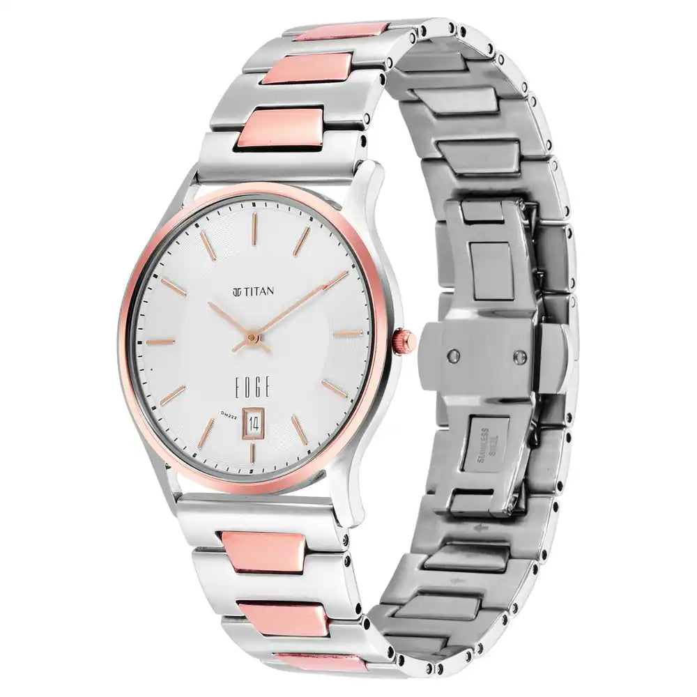 Titan Edge Metal Silver Dial Leather Strap Watch 1683KM01 - KRISHNA WATCH COMPANY