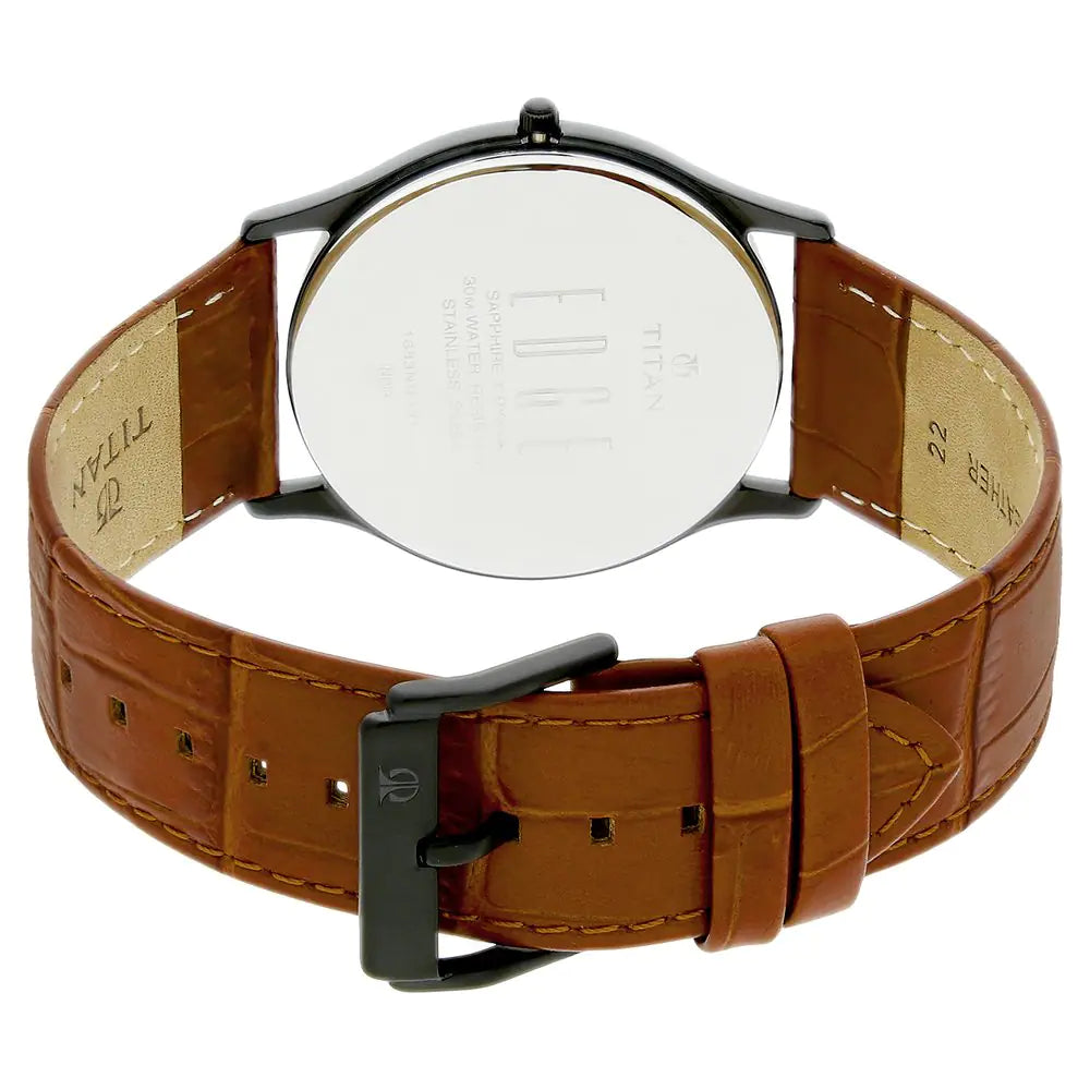Titan Edge Brown Dial Leather Strap Watch NN1683NL01 (DE639) - KRISHNA WATCH COMPANY