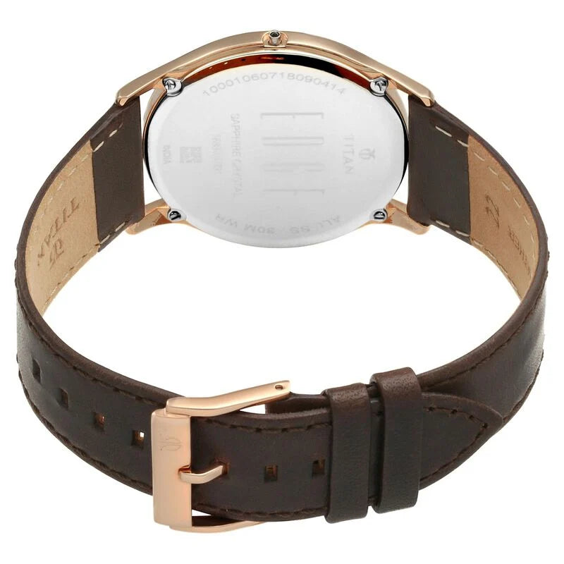 Titan Edge Quartz Analog White Dial Leather Strap Unisex Watch 1683WL02 - KRISHNA WATCH COMPANY