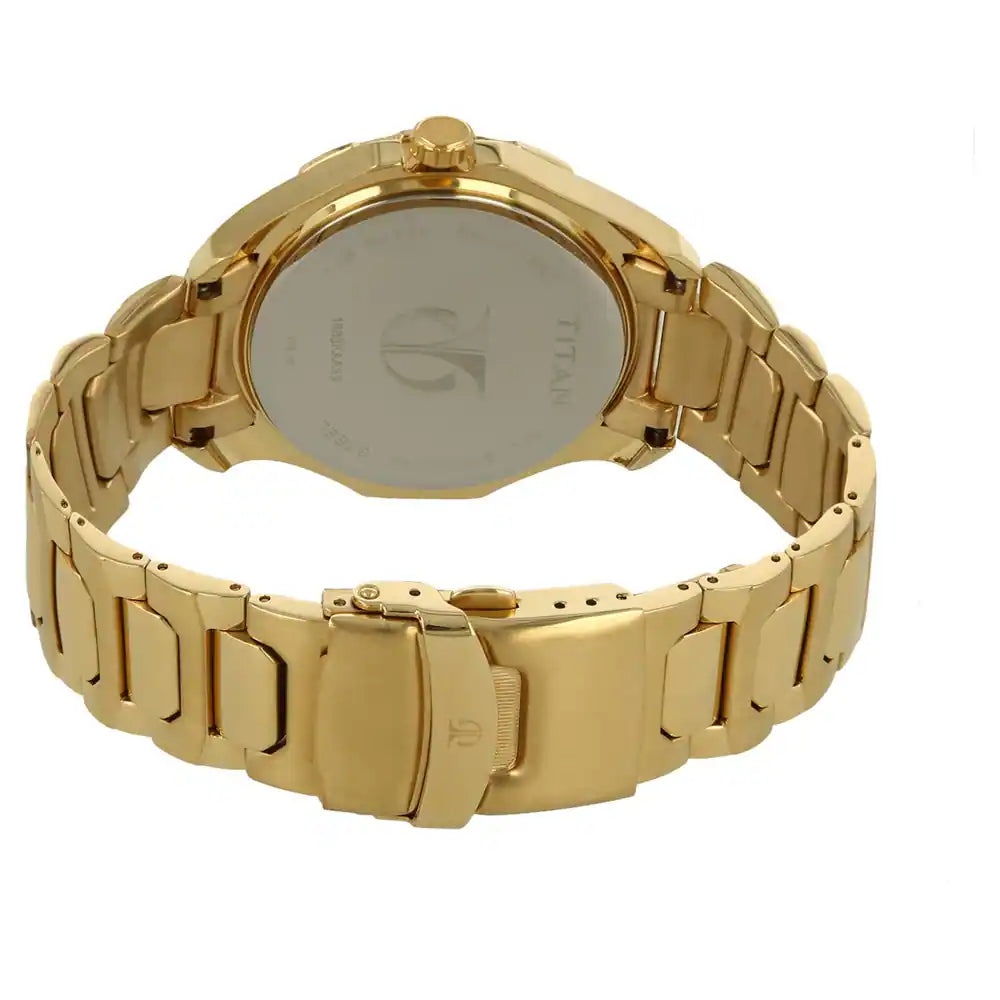 Titan Champagne Dial Golden Stainless Steel Strap Watch NP1688KM01 - KRISHNA WATCH COMPANY