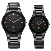Titan Edge Pair Black Dial Analog Ceramic Strap watch for Couple - 16962653NC01P