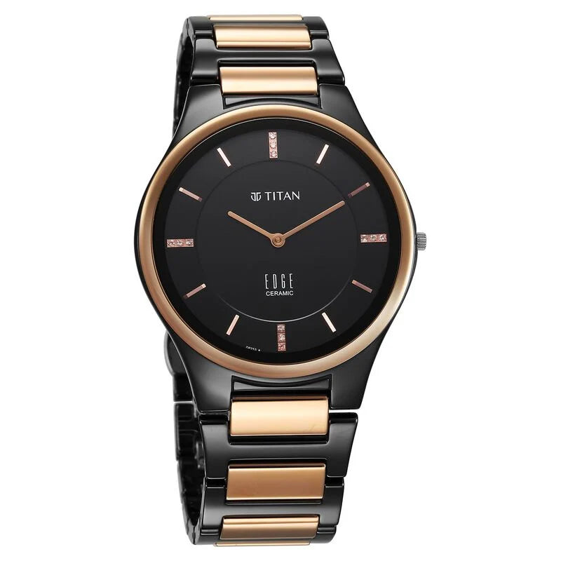Titan Edge Ceramic Quartz Diamonds Watch for Men - 1696KC02 - KRISHNA WATCH COMPANY