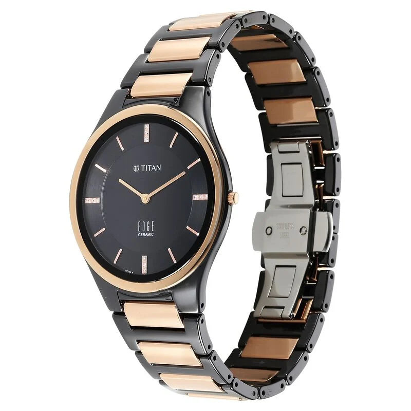 Titan Edge Ceramic Quartz Diamonds Watch for Men - 1696KC02 - KRISHNA WATCH COMPANY